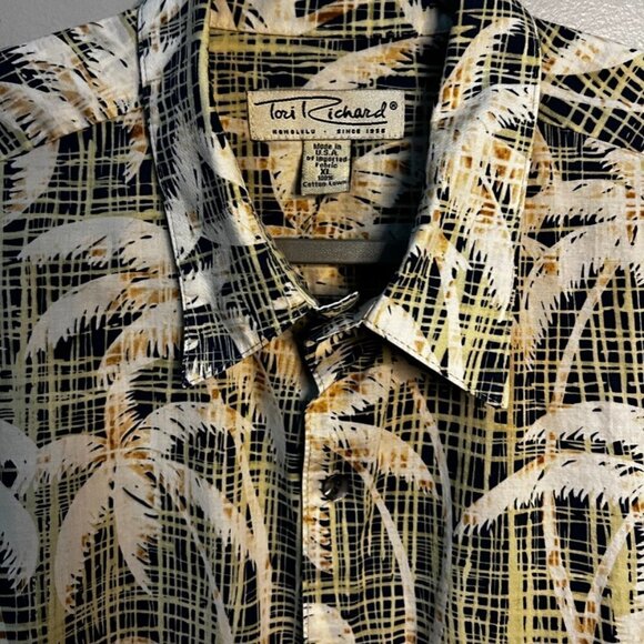 Tori Richard Floral Hawaiian Shirt Palm Trees Cotton Lawn Size XL - Picture 2 of 5